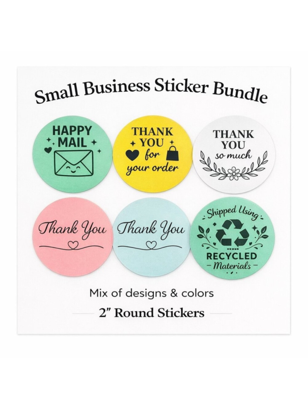 200 Small Business Packaging Sticker Bundle | Assorted Sticker Bundle